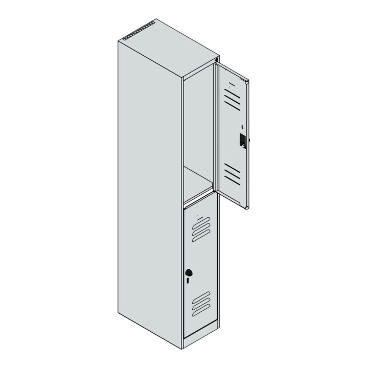 C+P Doppelstock-Spind Classic PLUS, 1 Abteil, 1850x300x500mm, 7035/2004 Verschluss Sicherheits-Drehriegel