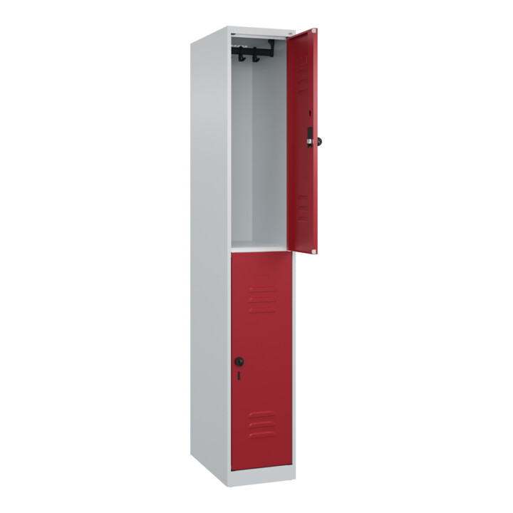 C+P Doppelstock-Spind Classic PLUS, 1 Abteil, 1850x300x500mm, 7035/3003 Verschluss Sicherheits-Drehriegel