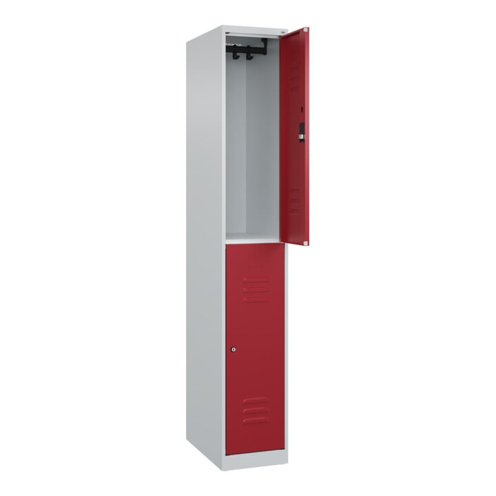 C+P Doppelstock-Spind Classic PLUS, 1 Abteil, 1850x300x500mm, 7035/3003 Verschluss Zylinderschloss