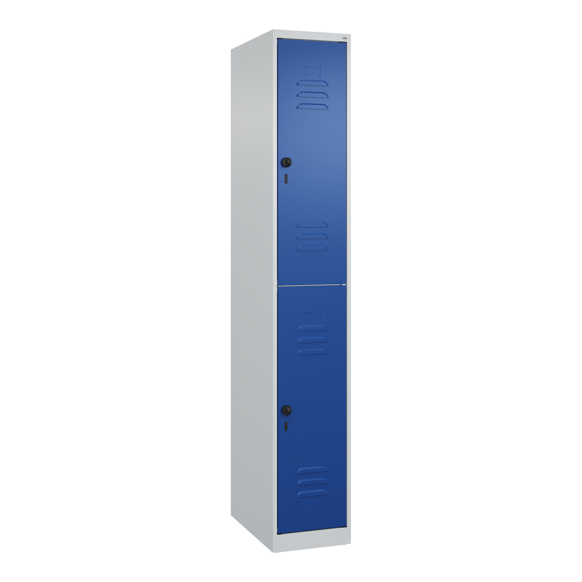C+P Doppelstock-Spind Classic PLUS, 1 Abteil, 1850x300x500mm, 7035/5010 Verschluss Sicherheits-Drehriegel ; C + P Möbelsysteme