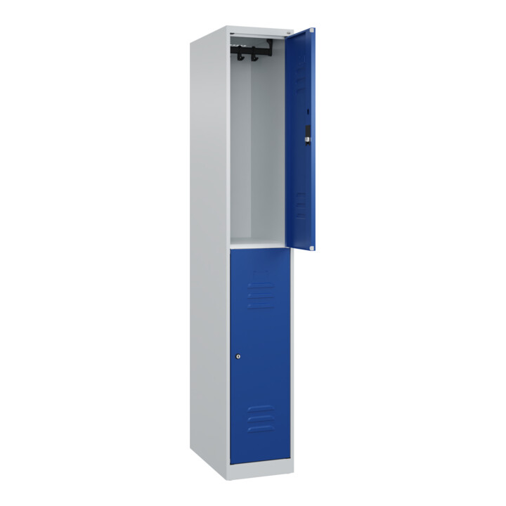 C+P Doppelstock-Spind Classic PLUS, 1 Abteil, 1850x300x500mm, 7035/5010 Verschluss Zylinderschloss