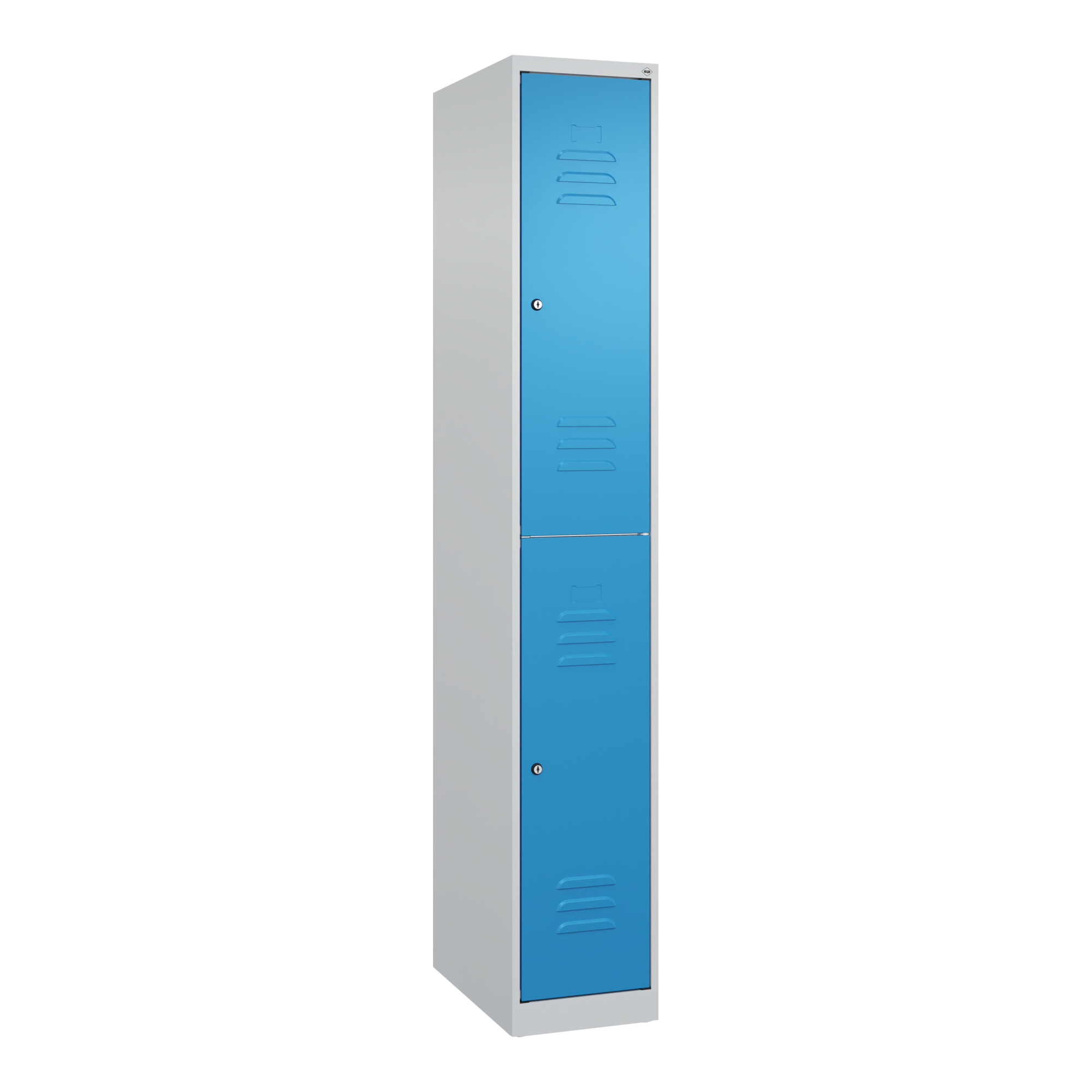 C+P Doppelstock-Spind Classic PLUS, 1 Abteil, 1850x300x500mm, 7035/5012 Verschluss Zylinderschloss ; C + P Möbelsysteme