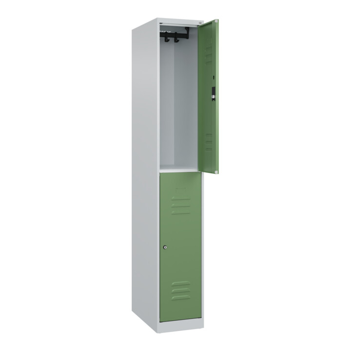 C+P Doppelstock-Spind Classic PLUS, 1 Abteil, 1850x300x500mm, 7035/6011 Verschluss Zylinderschloss