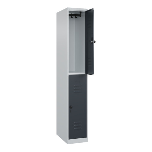 C+P Doppelstock-Spind Classic PLUS, 1 Abteil, 1850x300x500mm, 7035/7016 Verschluss Sicherheits-Drehriegel