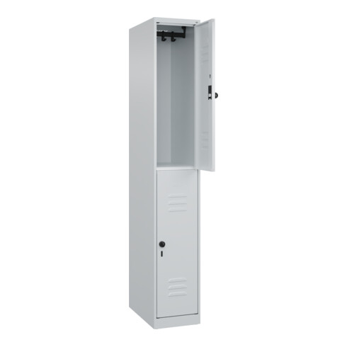 C+P Doppelstock-Spind Classic PLUS, 1 Abteil, 1850x300x500mm, 7035/7035 Verschluss Sicherheits-Drehriegel