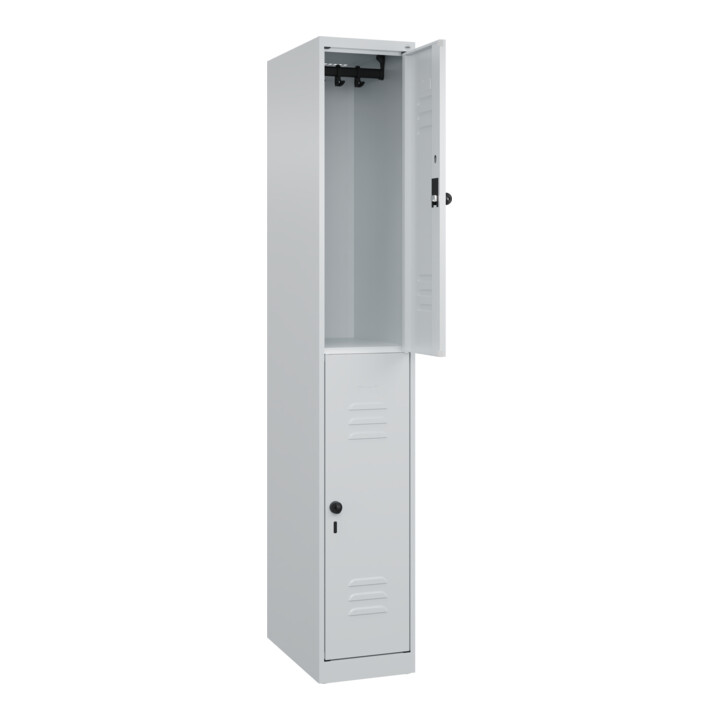 C+P Doppelstock-Spind Classic PLUS, 1 Abteil, 1850x300x500mm, 7035/7035 Verschluss Sicherheits-Drehriegel