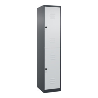 C+P Doppelstock-Spind Classic PLUS, 1 Abteil, 1850x400x500mm, 7016/7035 Verschluss Sicherheits-Drehriegel
