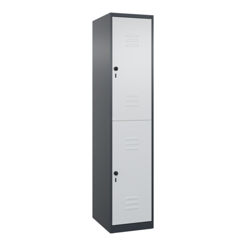 C+P Doppelstock-Spind Classic PLUS, 1 Abteil, 1850x400x500mm, 7016/7035 Verschluss Sicherheits-Drehriegel
