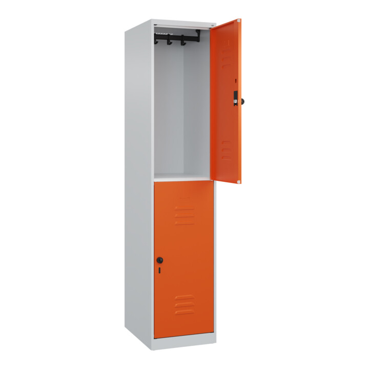 C+P Doppelstock-Spind Classic PLUS, 1 Abteil, 1850x400x500mm, 7035/2004 Verschluss Sicherheits-Drehriegel