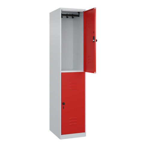 C+P Doppelstock-Spind Classic PLUS, 1 Abteil, 1850x400x500mm, 7035/3020 Verschluss Sicherheits-Drehriegel