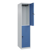 C+P Doppelstock-Spind Classic PLUS, 1 Abteil, 1850x400x500mm, 7035/5023 Verschluss Sicherheits-Drehriegel