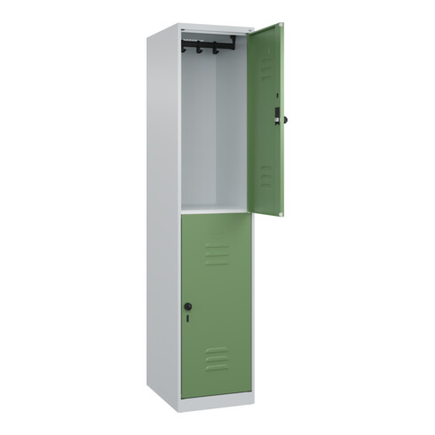 C+P Doppelstock-Spind Classic PLUS, 1 Abteil, 1850x400x500mm, 7035/6011 Verschluss Sicherheits-Drehriegel