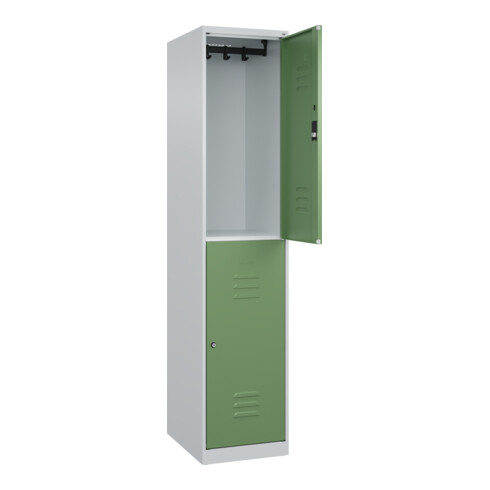 C+P Doppelstock-Spind Classic PLUS, 1 Abteil, 1850x400x500mm, 7035/6011 Verschluss Zylinderschloss