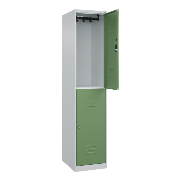 C+P Doppelstock-Spind Classic PLUS, 1 Abteil, 1850x400x500mm, 7035/6011 Verschluss Zylinderschloss