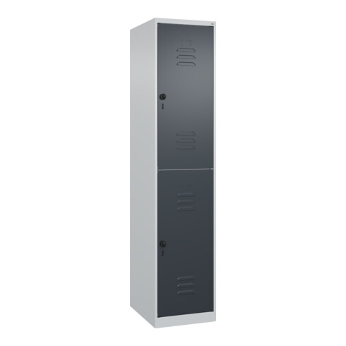 C+P Doppelstock-Spind Classic PLUS, 1 Abteil, 1850x400x500mm, 7035/7016 Verschluss Sicherheits-Drehriegel