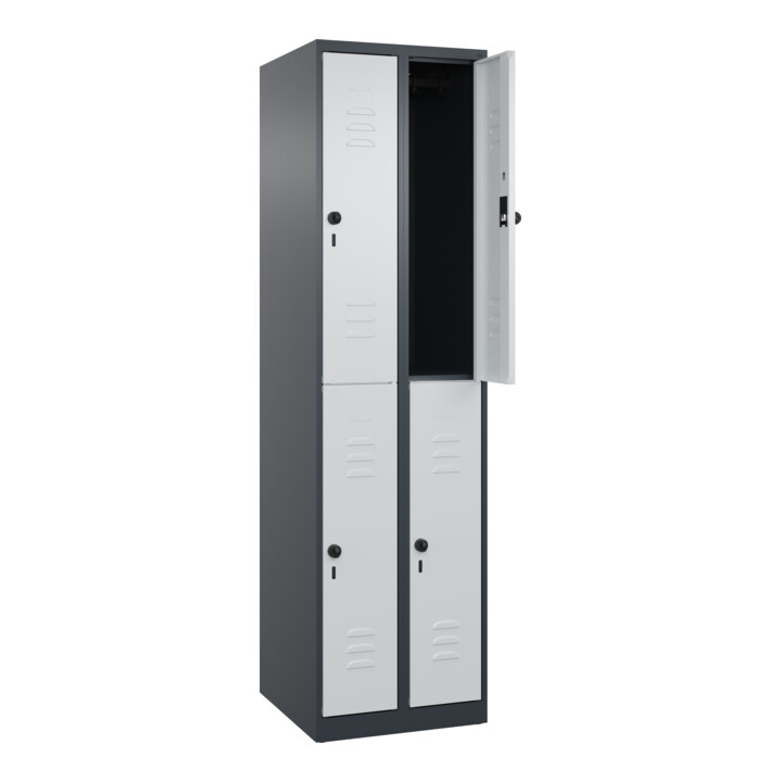 C+P Doppelstock-Spind Classic PLUS, 2 Abteile, 1850x500x500mm, 7016/7035 Verschluss Sicherheits-Drehriegel