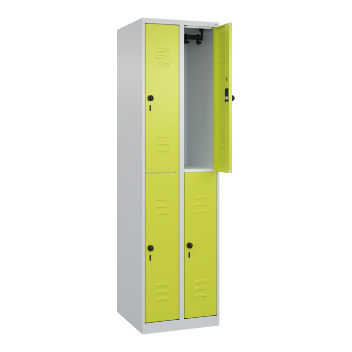C+P Doppelstock-Spind Classic PLUS, 2 Abteile, 1850x500x500mm, 7035/0024 Verschluss Sicherheits-Drehriegel