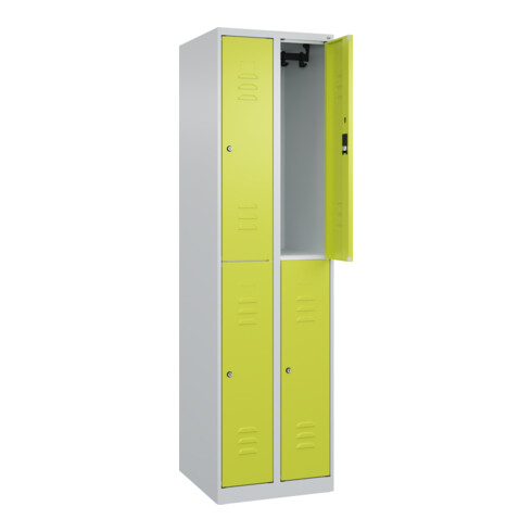 C+P Doppelstock-Spind Classic PLUS, 2 Abteile, 1850x500x500mm, 7035/0024 Verschluss Zylinderschloss