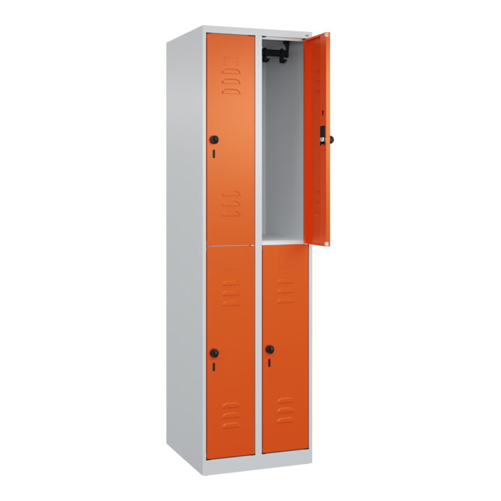 C+P Doppelstock-Spind Classic PLUS, 2 Abteile, 1850x500x500mm, 7035/2004 Verschluss Sicherheits-Drehriegel