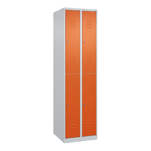 C+P Doppelstock-Spind Classic PLUS, 2 Abteile, 1850x500x500mm, 7035/2004 Verschluss Zylinderschloss