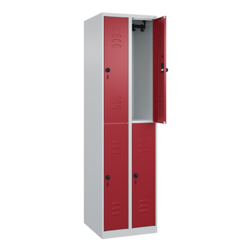 C+P Doppelstock-Spind Classic PLUS, 2 Abteile, 1850x500x500mm, 7035/3003 Verschluss Sicherheits-Drehriegel