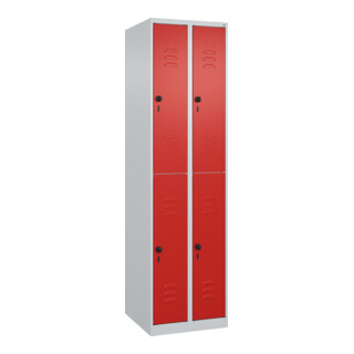C+P Doppelstock-Spind Classic PLUS, 2 Abteile, 1850x500x500mm, 7035/3020 Verschluss Sicherheits-Drehriegel