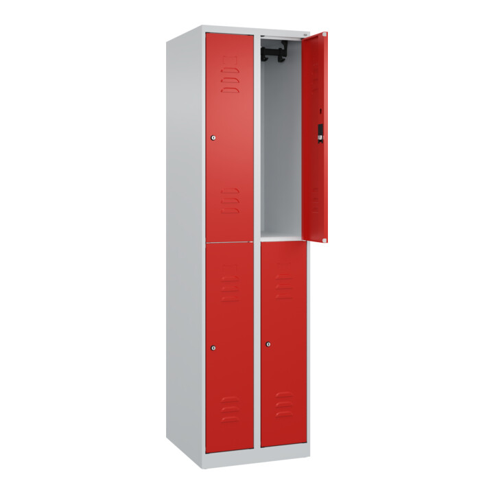 C+P Doppelstock-Spind Classic PLUS, 2 Abteile, 1850x500x500mm, 7035/3020 Verschluss Zylinderschloss