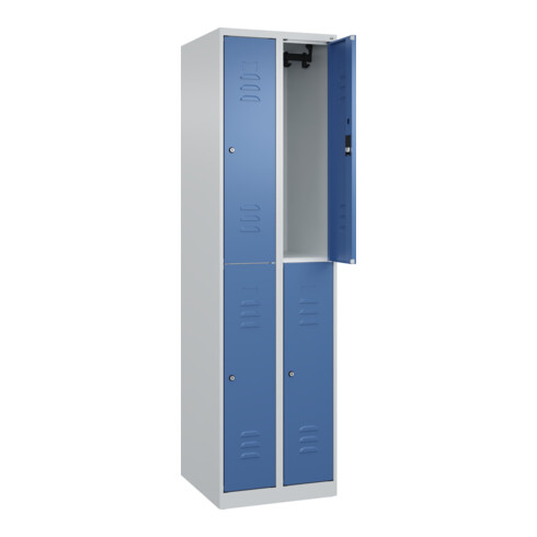 C+P Doppelstock-Spind Classic PLUS, 2 Abteile, 1850x500x500mm, 7035/5023 Verschluss Zylinderschloss