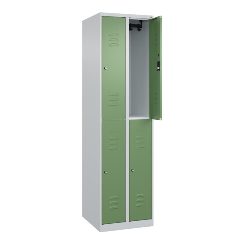 C+P Doppelstock-Spind Classic PLUS, 2 Abteile, 1850x500x500mm, 7035/6011 Verschluss Zylinderschloss
