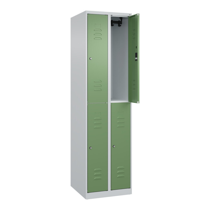 C+P Doppelstock-Spind Classic PLUS, 2 Abteile, 1850x500x500mm, 7035/6011 Verschluss Zylinderschloss