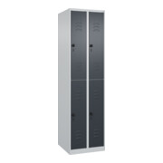 C+P Doppelstock-Spind Classic PLUS, 2 Abteile, 1850x500x500mm, 7035/7016 Verschluss Sicherheits-Drehriegel