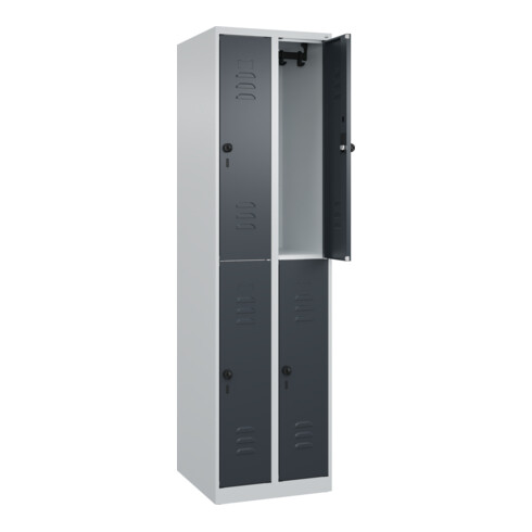 C+P Doppelstock-Spind Classic PLUS, 2 Abteile, 1850x500x500mm, 7035/7016 Verschluss Sicherheits-Drehriegel