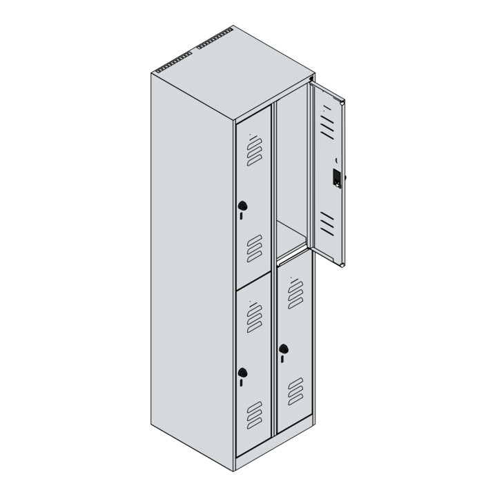 C+P Doppelstock-Spind Classic PLUS, 2 Abteile, 1850x500x500mm, 7035/7016 Verschluss Sicherheits-Drehriegel