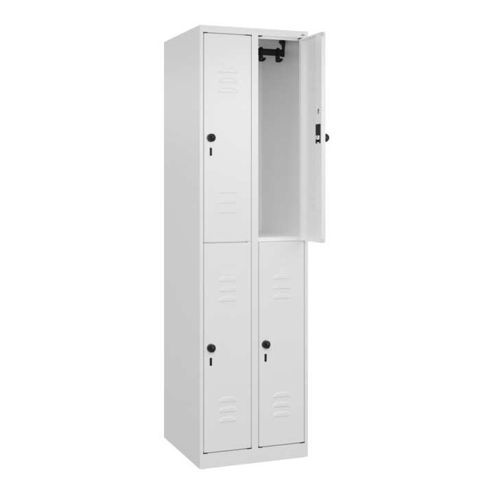 C+P Doppelstock-Spind Classic PLUS, 2 Abteile, 1850x500x500mm, 9016/9016 Verschluss Sicherheits-Drehriegel