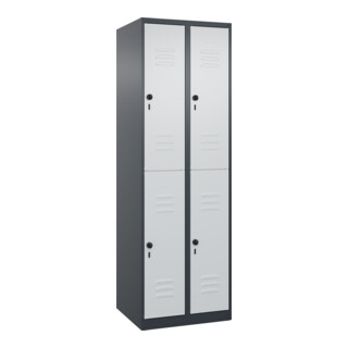 C+P Doppelstock-Spind Classic PLUS, 2 Abteile, 1850x600x500mm, 7016/7035 Verschluss Sicherheits-Drehriegel