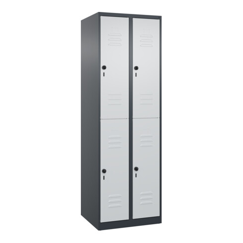 C+P Doppelstock-Spind Classic PLUS, 2 Abteile, 1850x600x500mm, 7016/7035 Verschluss Sicherheits-Drehriegel