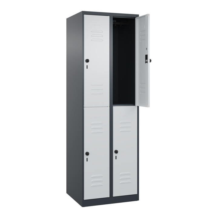 C+P Doppelstock-Spind Classic PLUS, 2 Abteile, 1850x600x500mm, 7016/7035 Verschluss Sicherheits-Drehriegel