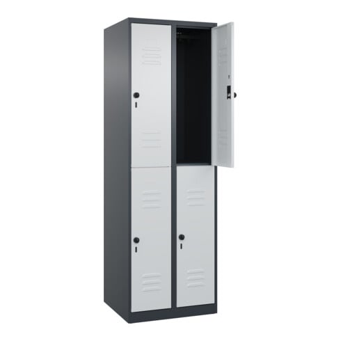 C+P Doppelstock-Spind Classic PLUS, 2 Abteile, 1850x600x500mm, 7016/7035 Verschluss Sicherheits-Drehriegel