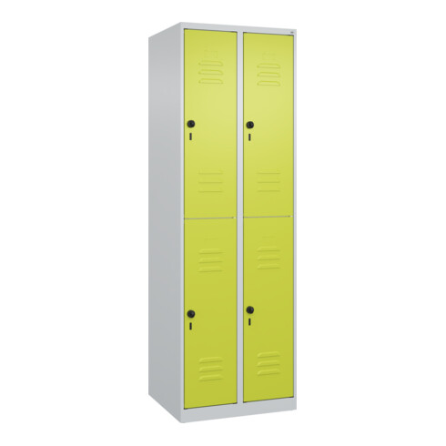 C+P Doppelstock-Spind Classic PLUS, 2 Abteile, 1850x600x500mm, 7035/0024 Verschluss Sicherheits-Drehriegel