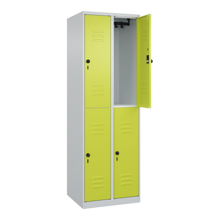 C+P Doppelstock-Spind Classic PLUS, 2 Abteile, 1850x600x500mm, 7035/0024 Verschluss Sicherheits-Drehriegel