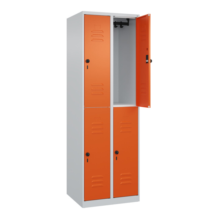 C+P Doppelstock-Spind Classic PLUS, 2 Abteile, 1850x600x500mm, 7035/2004 Verschluss Sicherheits-Drehriegel