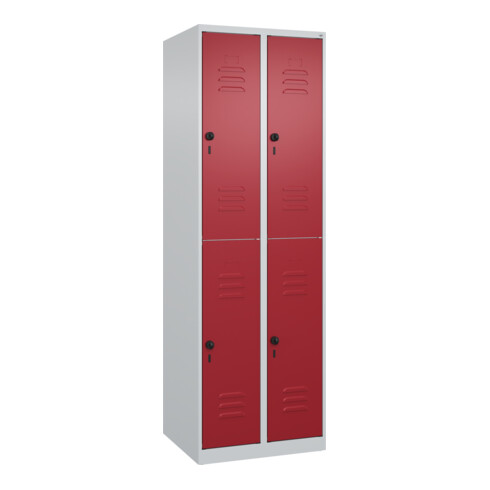 C+P Doppelstock-Spind Classic PLUS, 2 Abteile, 1850x600x500mm, 7035/3003 Verschluss Sicherheits-Drehriegel