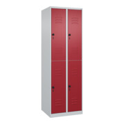 C+P Doppelstock-Spind Classic PLUS, 2 Abteile, 1850x600x500mm, 7035/3003 Verschluss Sicherheits-Drehriegel