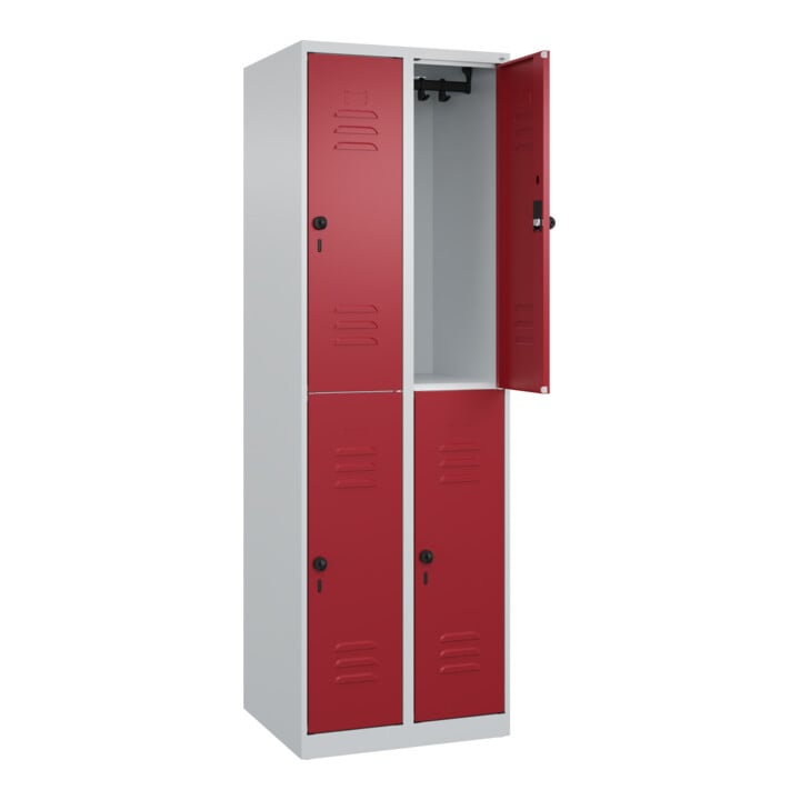 C+P Doppelstock-Spind Classic PLUS, 2 Abteile, 1850x600x500mm, 7035/3003 Verschluss Sicherheits-Drehriegel