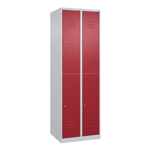 C+P Doppelstock-Spind Classic PLUS, 2 Abteile, 1850x600x500mm, 7035/3003 Verschluss Zylinderschloss