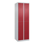 C+P Doppelstock-Spind Classic PLUS, 2 Abteile, 1850x600x500mm, 7035/3003 Verschluss Zylinderschloss