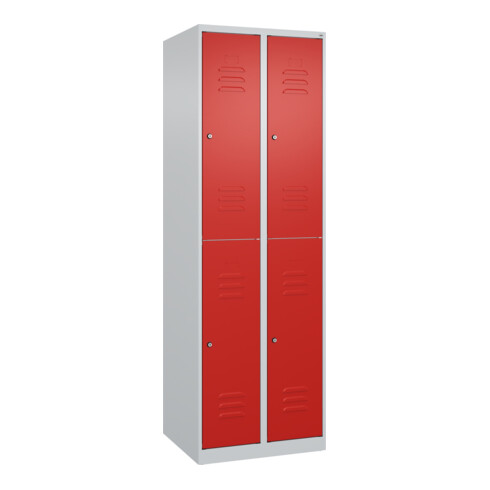 C+P Doppelstock-Spind Classic PLUS, 2 Abteile, 1850x600x500mm, 7035/3020 Verschluss Zylinderschloss