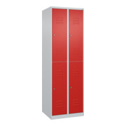 C+P Doppelstock-Spind Classic PLUS, 2 Abteile, 1850x600x500mm, 7035/3020 Verschluss Zylinderschloss