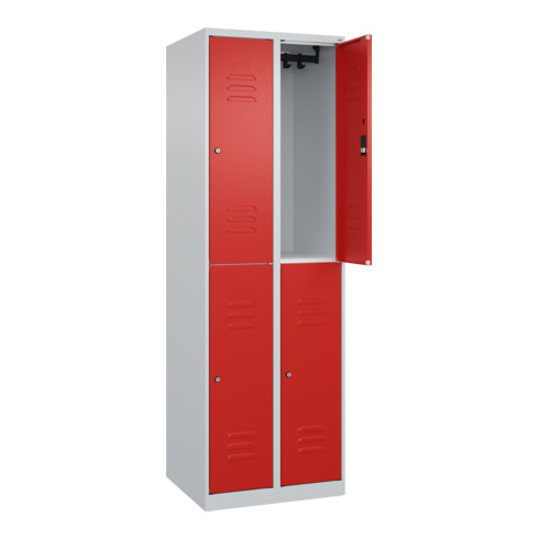 C+P Doppelstock-Spind Classic PLUS, 2 Abteile, 1850x600x500mm, 7035/3020 Verschluss Zylinderschloss