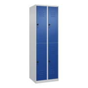 C+P Doppelstock-Spind Classic PLUS, 2 Abteile, 1850x600x500mm, 7035/5010 Verschluss Sicherheits-Drehriegel